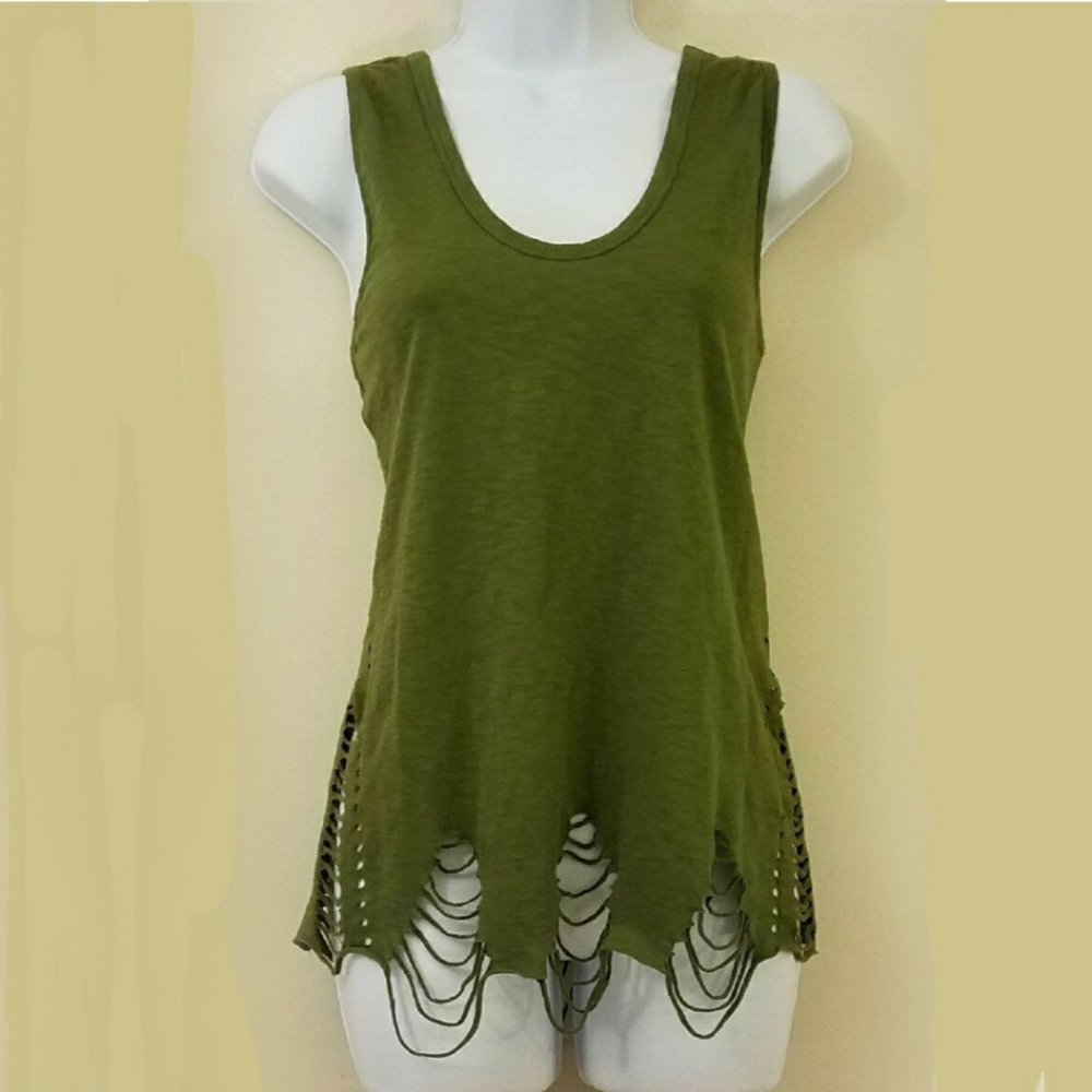 New Pepin Green Shredded S Tank Top